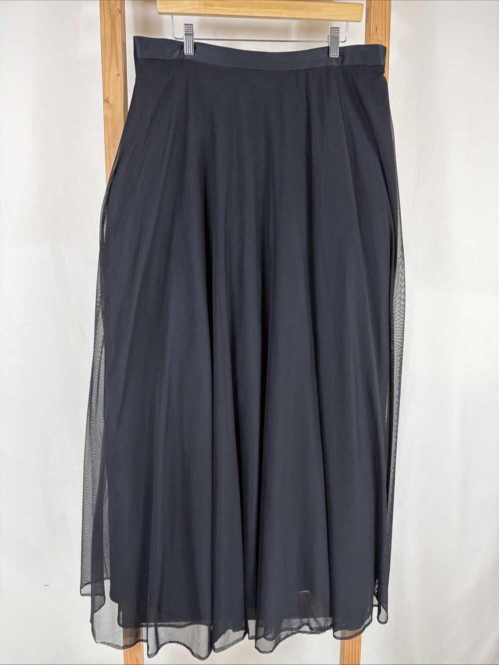 Vintage 90's JS Collection Black Sheer Overlay Skirt #1301 Size 16
